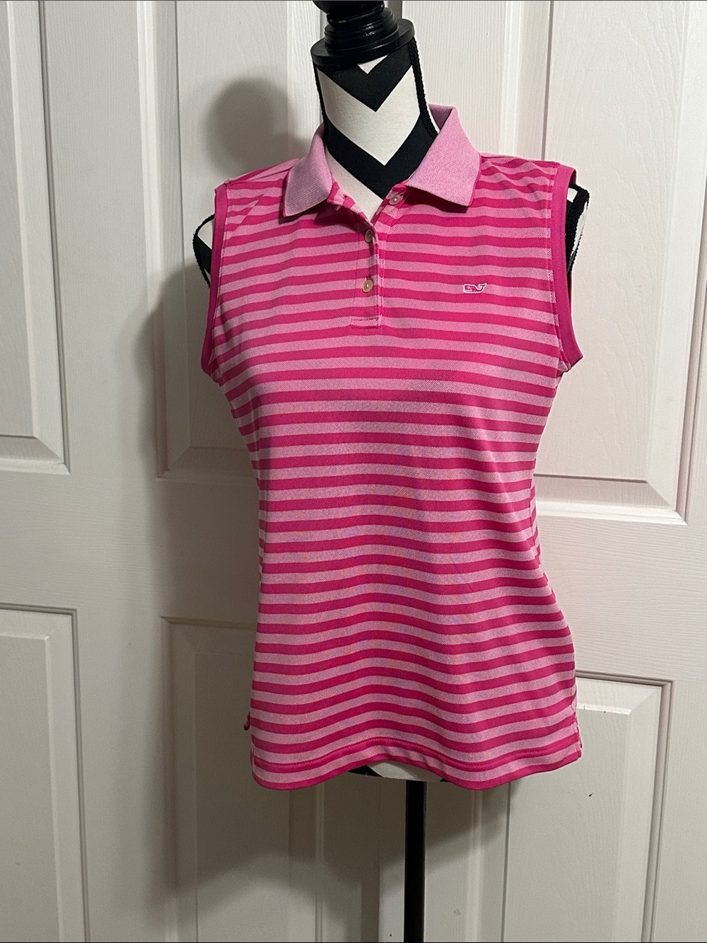 Vineyard Vines Pink Striped Sleeveless Polo